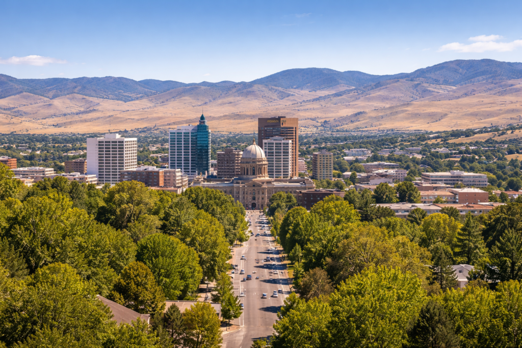 Boise Idaho skyline and Treasure Valley panoramic view