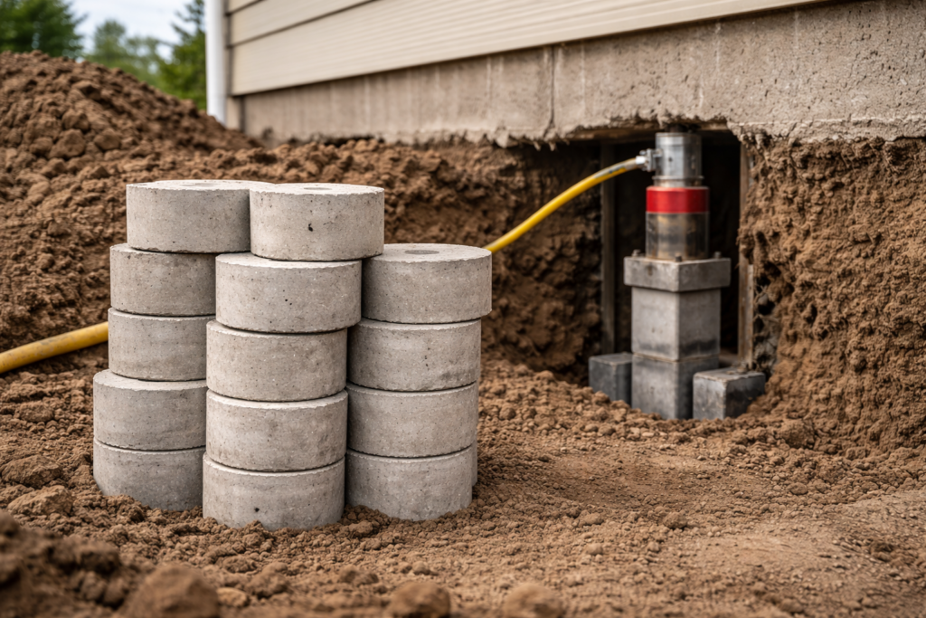 Concrete pressed pier foundation repair in Star Idaho